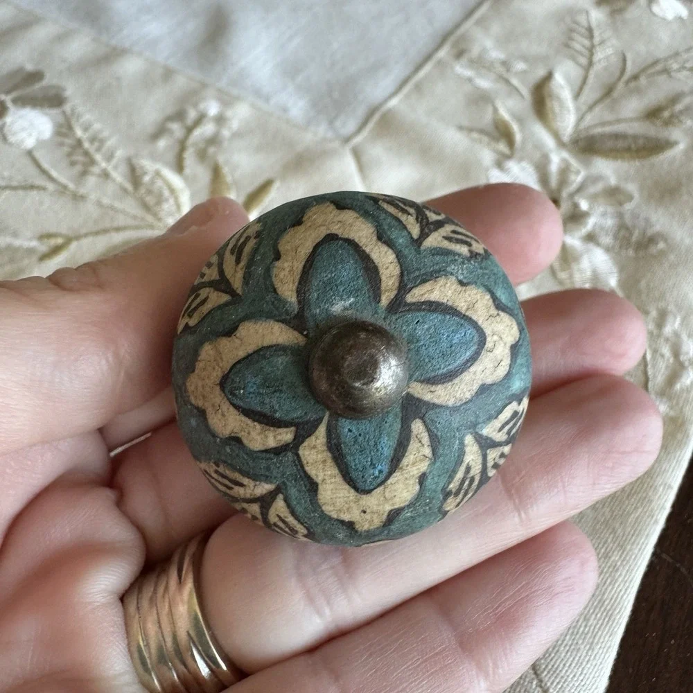 Deep Blue /Teal With Leaf Design 1.5